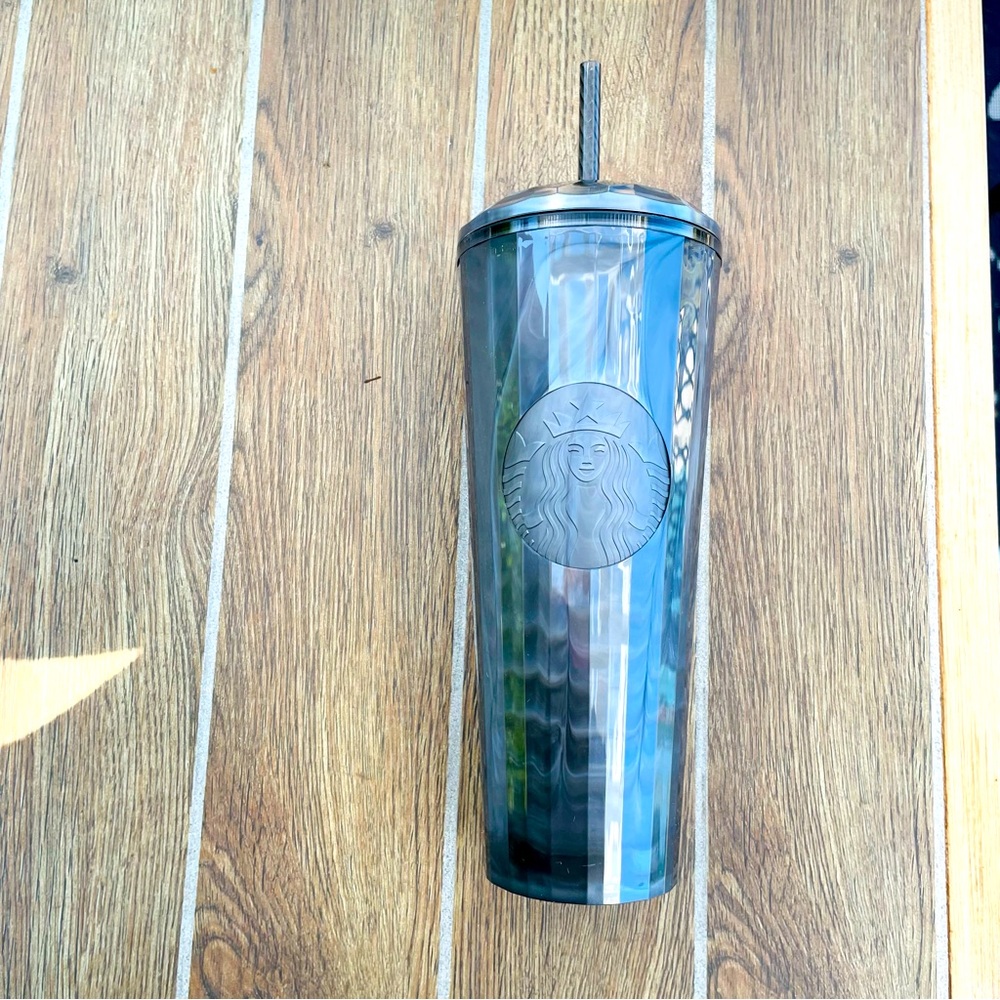 NWT Starbucks Iridescent Black Tumbler with Straw